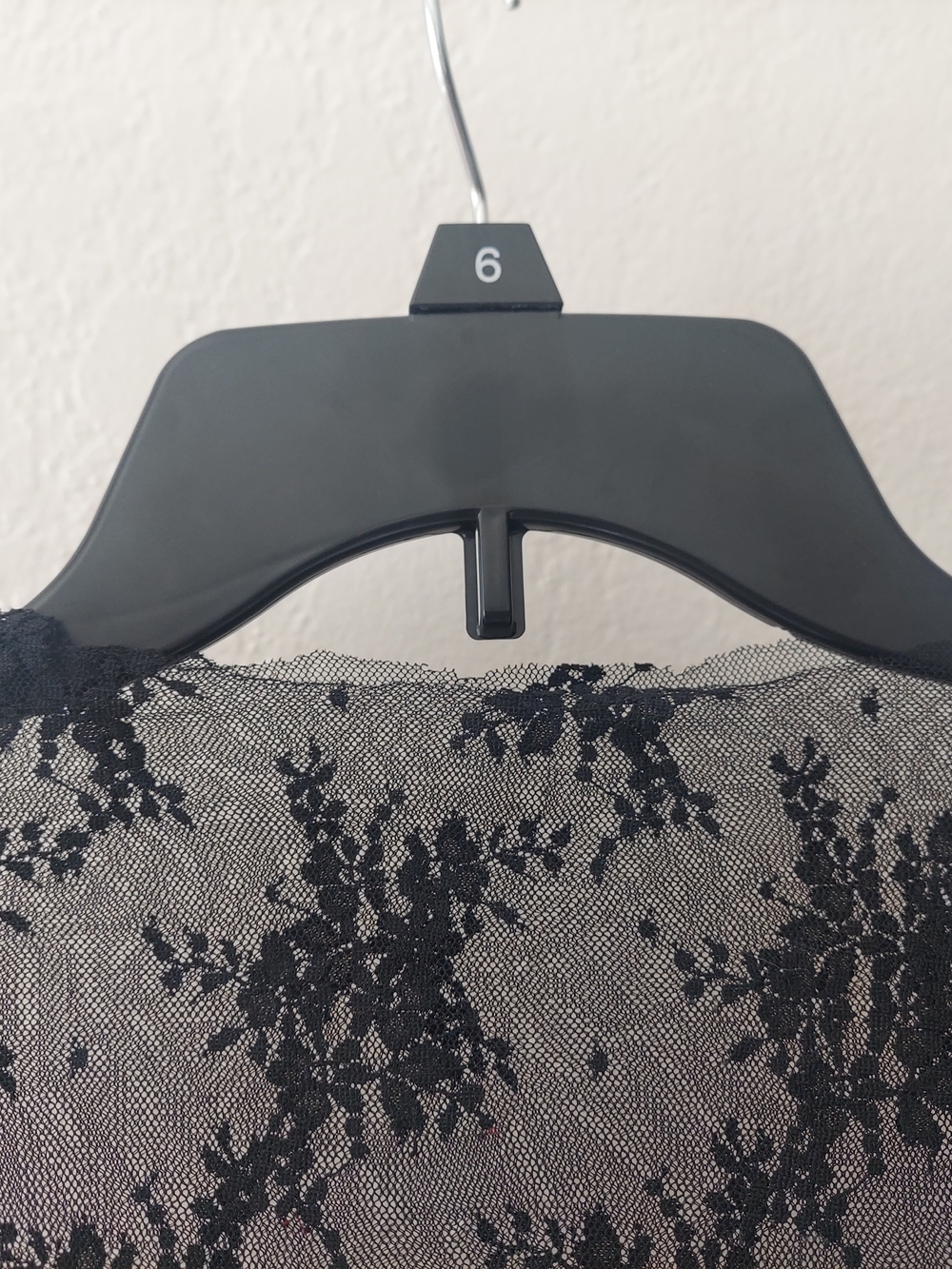 SOLD Black Lace Long-Sleeve Sheer Top - Picture 2 of 7
